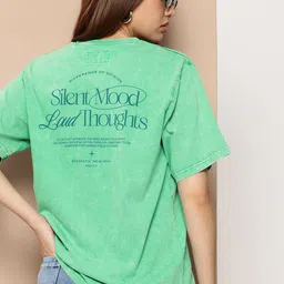 Difference of Opinion Women Printed Acid Washed Oversized T-shirt-image-89