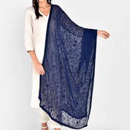 Dupatta Bazaar Navy Blue Embroidered Dupatta-picture-34