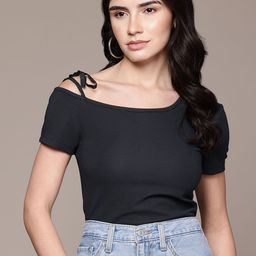 The Roadster Lifestyle Co. Self-Striped One Shoulder Top-picture-13