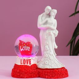 Archies Unisex Silver Polyresin Love Couple with Glitter Snowglobe Showpiece-image-19