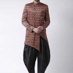 Hangup Men Red & Black Printed Sherwani-21