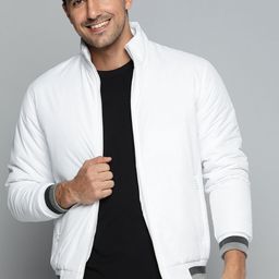 HERE&NOW Men White Bomber Jacket-picture-32