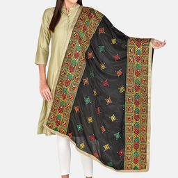 Dupatta Bazaar Black & Red Embroidered Dupatta-36