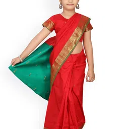 Aarika Red Solid Kanjeevaram Saree-51
