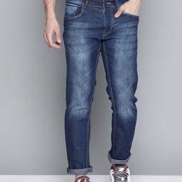 HERE&NOW Men Navy Blue Slim Fit Heavy Fade Mid-Rise Stretchable Jeans-image-31