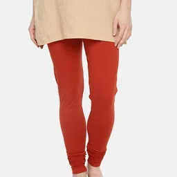 Dollar Missy Women Rust Red Solid Churidar Length Leggings-image-49