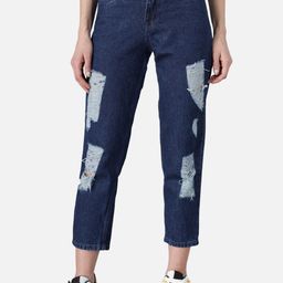 The Dry State Women Blue Slim Fit Mid-Rise Highly Distressed Jeans-image-80