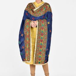 Dupatta Bazaar Navy Blue Phulkari Embroidered Dupatta-22