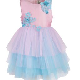 A Little Fable Girls Blue & Pink Solid Fit and Flare Dress-image-40