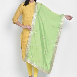 Dupatta Bazaar Green Embroidered Dupatta-image-16
