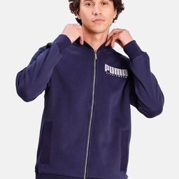 Puma Men Navy Blue Printed Sporty Track Jacket-image-46