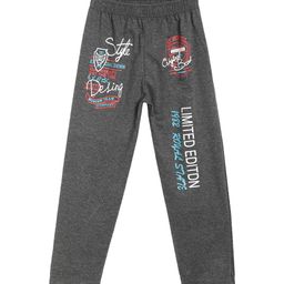 SWEET ANGEL Boys Charcoal Grey Printed Straight-Fit Track Pants-image-23