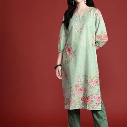 Anouk Floral Print Straight Kurta-image-56