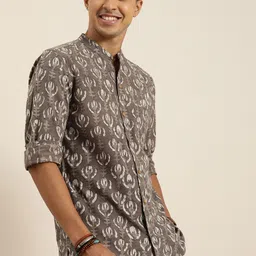 Taavi Men Classic Opaque Printed Cotton Casual Shirt-image-79