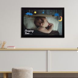 eCraftIndia Multicoloured Cute Sleeping Baby Satin Matt Textured UV Wall Art-image-18