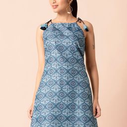 INDYA Blue Mughal Tie Up Strap Short Kurti-picture-53