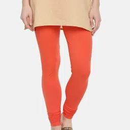 Dollar Missy Women Rust Orange Solid Churidar Length Leggings-image-29