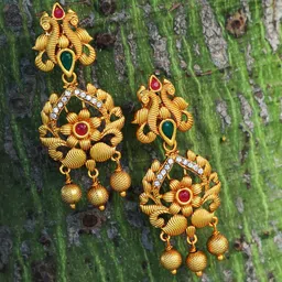 Adwitiya Collection 24CT Gold-Plated Handcrafted Contemporary Drop Earrings-picture-49