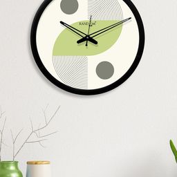RANDOM White & Green Round Printed 30.4 cm Analogue Wall Clock-22