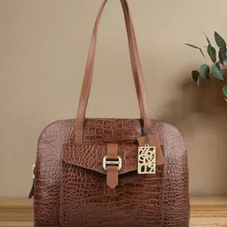 Hidesign Brown Animal Textured Leather Shoulder Bag-58