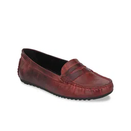 CARLO ROMANO Women Maroon Leather Loafers-image-98