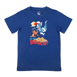 TomJerry Boys BlueRed Printed Round Neck Cotton Pure Cotton T-shirt-18