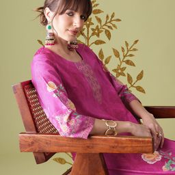 Anouk Floral Print Straight Kurta-12