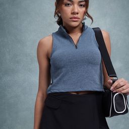 The Roadster Life Co. Half Zipper Fitted Crop Top-picture-49