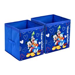 Kuber Industries Set Of 2 Blue Disney Team Mickey Printed Foldable Storage Boxes With Handle-36