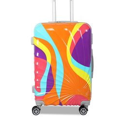 Polo Class Orange & Purple Printed Hard Sided Cabin Trolley Bag-14