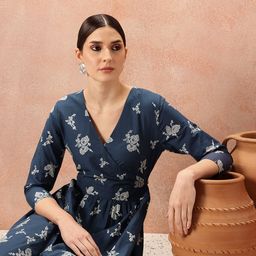 all about you Floral Print Pure Cotton Wrap Ethnic Dress-picture-31