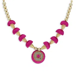 AKSHARA Girls Gold-Plated & Pink Handcrafted Necklace-image-57