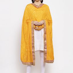 Clora Women Yellow Bandhani Gotta Patti Dupatta-picture-33