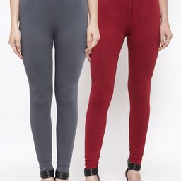 TAG 7 Women Pack Of 2 Solid Churidar-Length Leggings-image-29