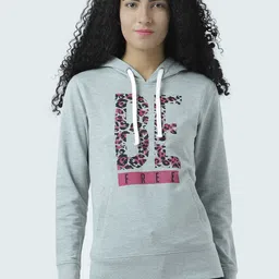Huetrap Womens Be Statement Gray Graphic Hooded Sweatshirt-image-40