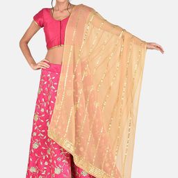 Dupatta Bazaar Beige & Gold-Toned Embroidered Dupatta-16