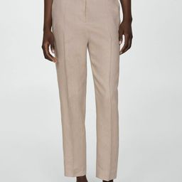 MANGO Women Straight Fit Pure Linen Trousers-image-50