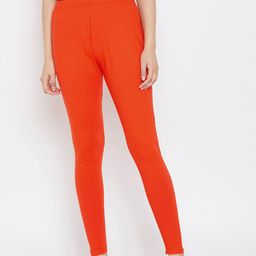 Camey Women Orange Solid Ankle-Length Leggings-image-70