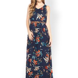La Zoire Navy Printed Maxi Dress-image-31