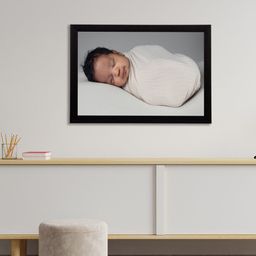 eCraftIndia Black & White Cute Baby Satin Matt Textured UV Wall Art-39