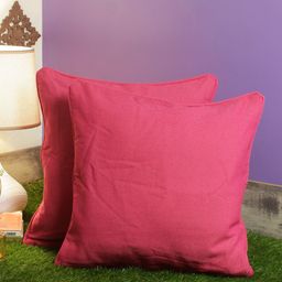 Soumya Pink Set of 2 Solid Square Cushion Covers-32