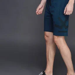 WROGN Men Blue Solid Regular Fit Regular Shorts-image-5