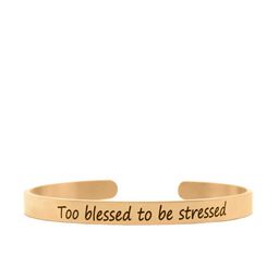 JOKER & WITCH Rose Gold-Plated Too Blessed To Be Stressed Mantra Cuff Bracelet-0