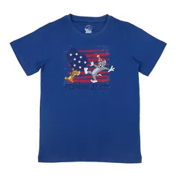 Tom & Jerry Boys Blue Printed Round Neck T-shirt-48