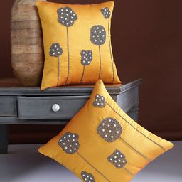 Alina decor Yellow Set of 2 Embellished Square Cushion Covers-picture-33