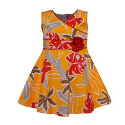 Wish Karo Girls Yellow Floral Printed Fit and Flare Dress-picture-19