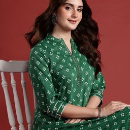 Anouk Bandhani Print Mirror Work Kurta-29
