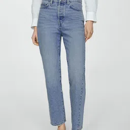 MANGO Women Cotton High-Rise Light Fade Jeans-image-47
