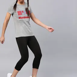 HRX by Hrithik Roshan Women Grey Melange Printed Round Neck T-shirt-image-17