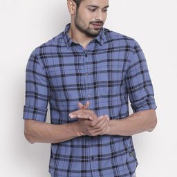 SPYKAR Men Blue Slim Fit Checked Casual Shirt-image-91